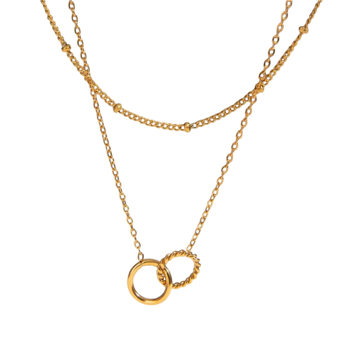 Double layer interlock necklace