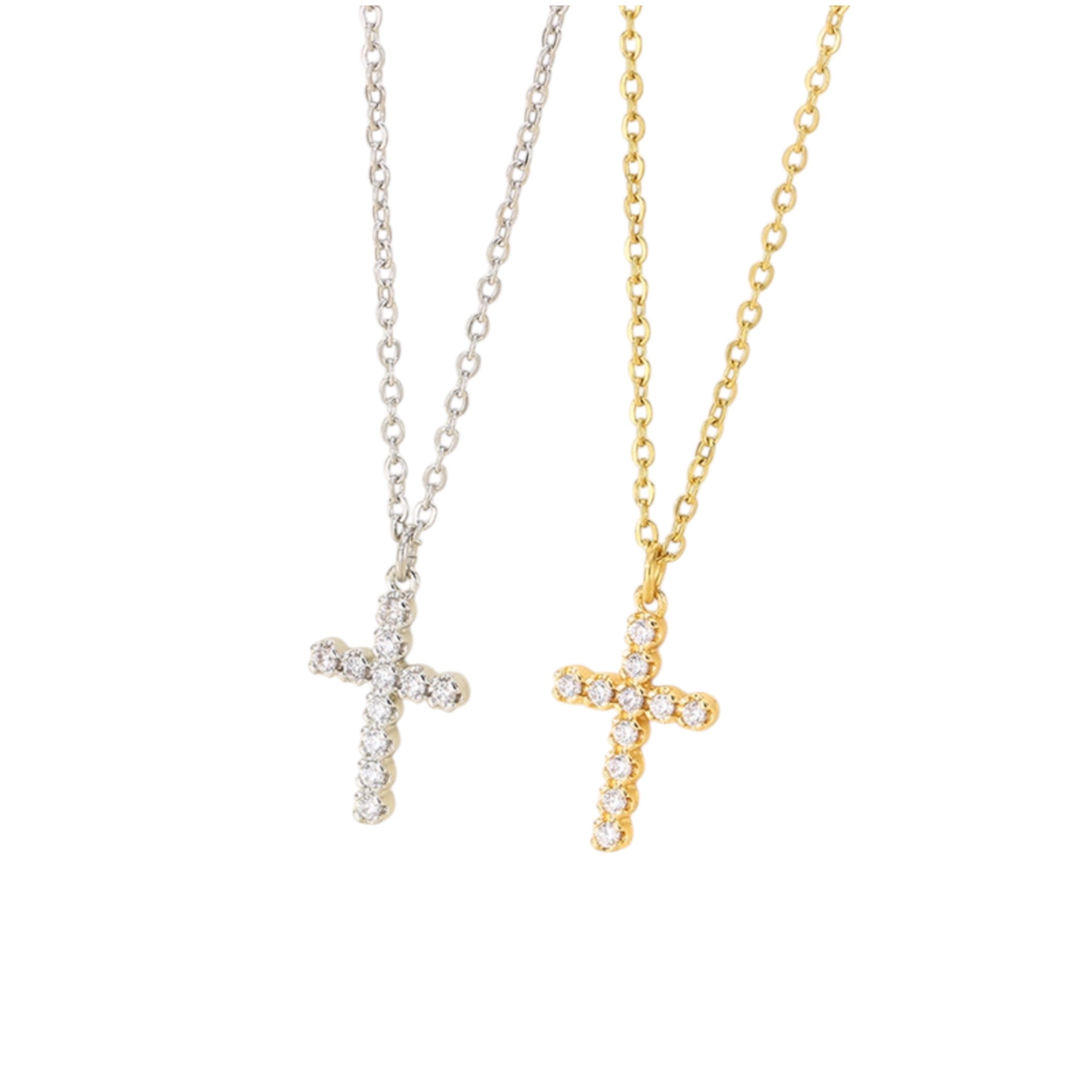 【STONEHENgE】Silver Material Rose Gold Necklace SC24B06E Rose Gold on Sterling Silver Cross/rose Gold Plated Over
