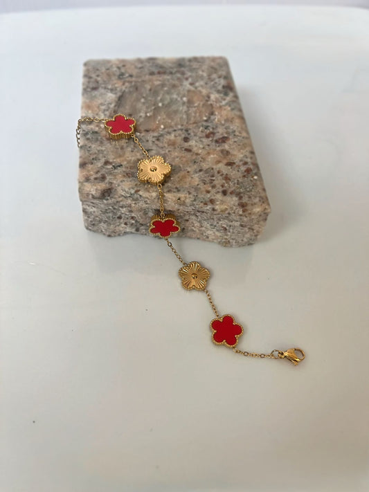 Red and gold flower bracelet