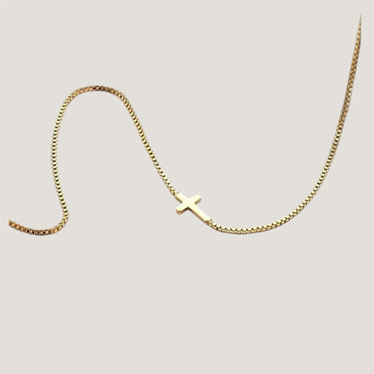 Minimalist sideways cross necklace